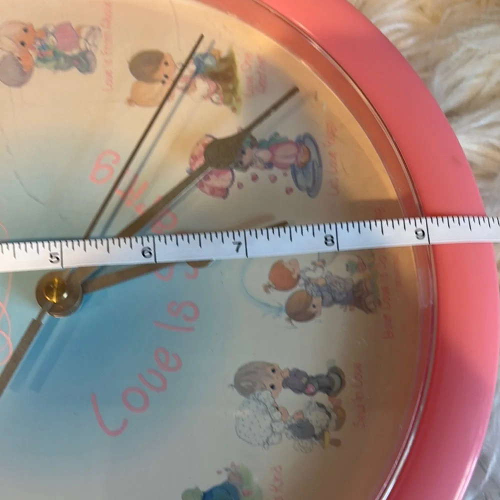 Precious Moments Pink Wall Clock with Nostalgic Illustrations